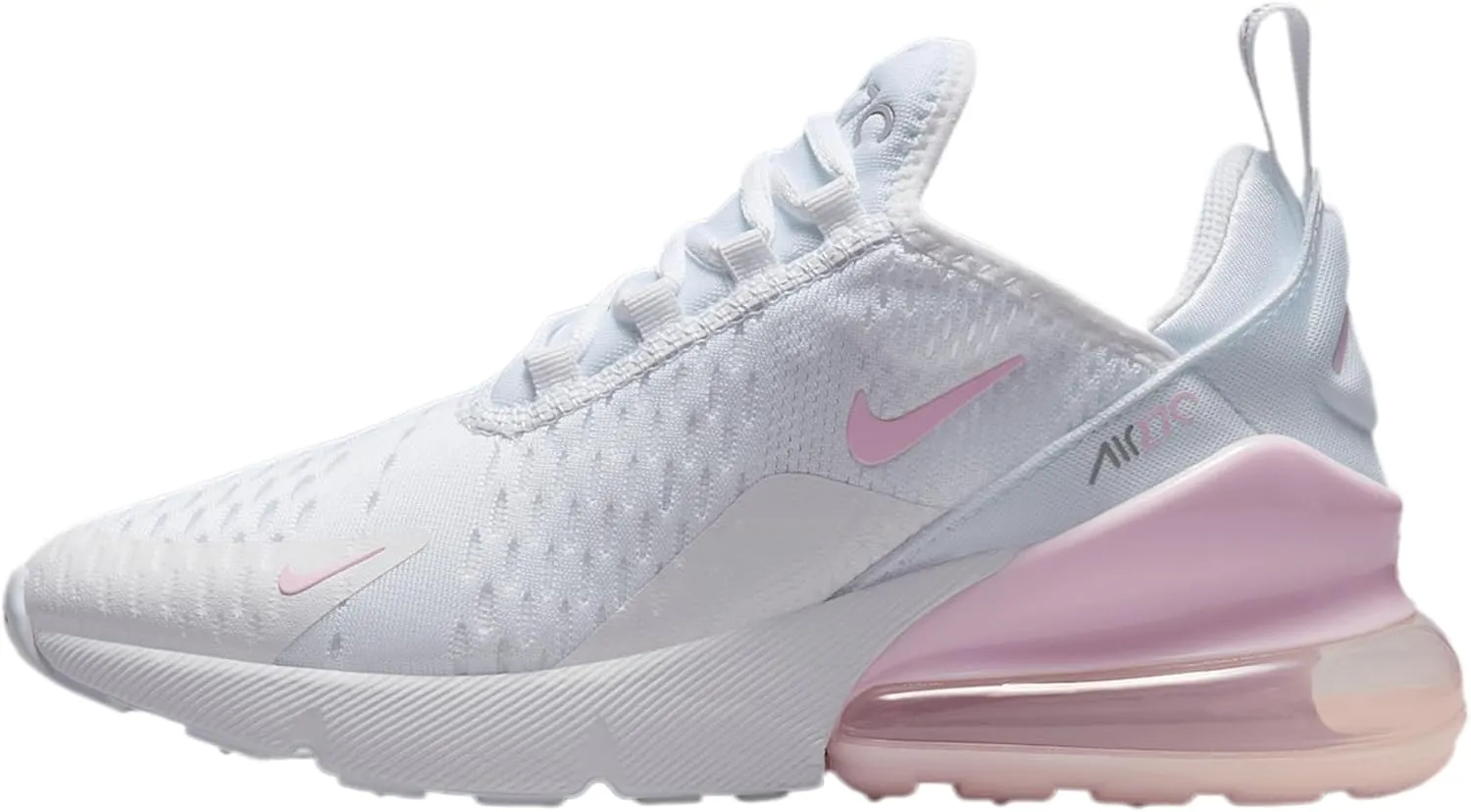 Nike Air Max 270 Big Kids' Shoes (943345-122, White/Light Smoke Grey/Pink Foam)
