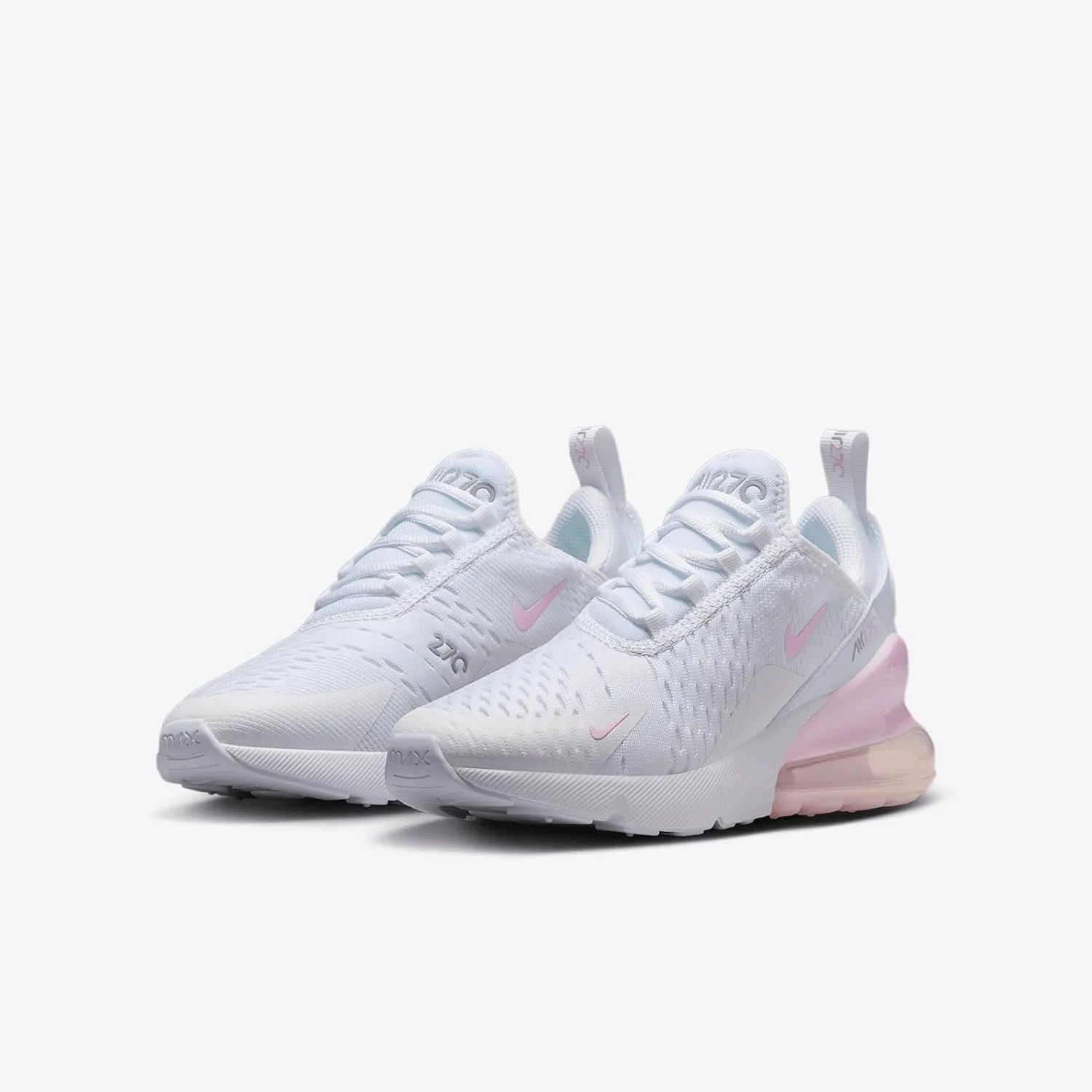 Nike Air Max 270 Big Kids' Shoes (943345-122, White/Light Smoke Grey/Pink Foam)