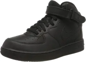 Nike Kids Force 1 Mid (PS) Black/Black Basketball Shoe 12.5 Kids US