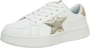 Niluber Star Sneakers for Women Low Top Comfortable Cushioned White Gold Sliver Leopard Platform Sneakers Lace Up Red Glitter Platform Party Shoes