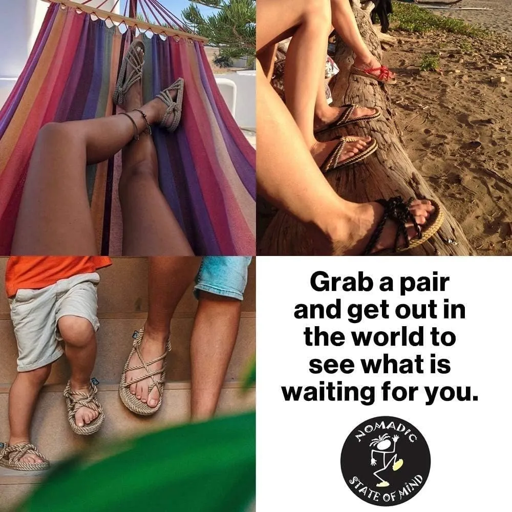 Nomadic State of Mind JC Sandal with Sole – Handmade Adjustable Rope Shoes – Vegan Friendly – for Men & Women
