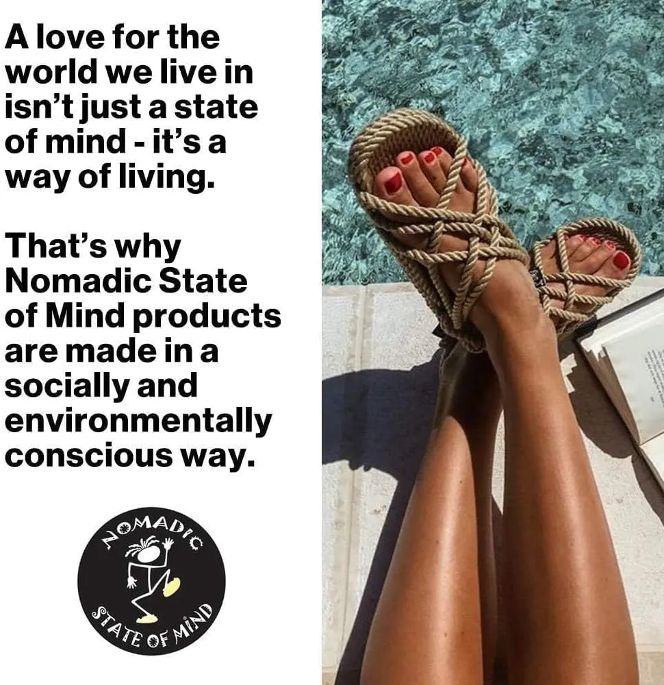 Nomadic State of Mind JC Sandal with Sole – Handmade Adjustable Rope Shoes – Vegan Friendly – for Men & Women