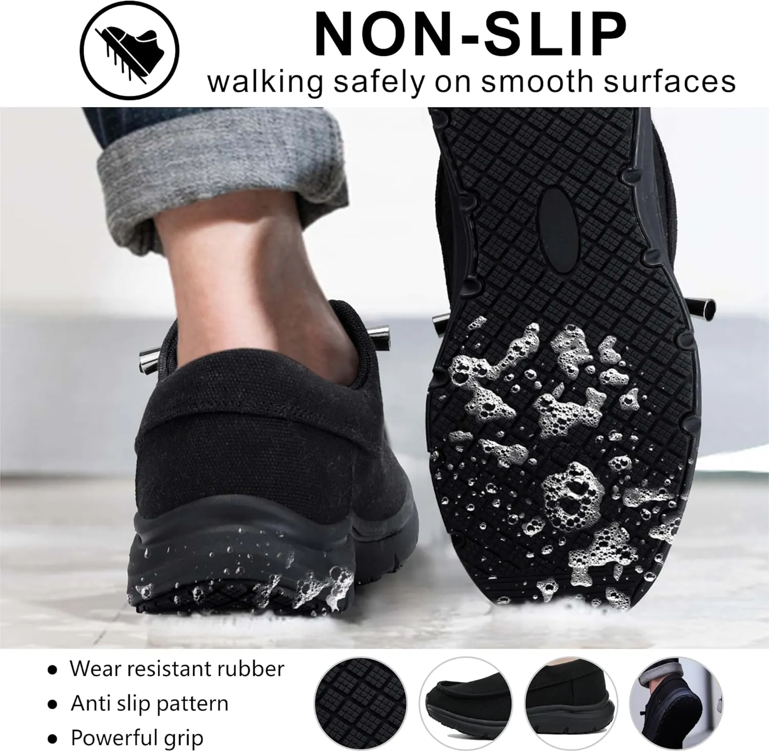 Non Slip Waterproof Work Shoes for Men Women丨Slip-On Lightweight Casual Walking Loafers