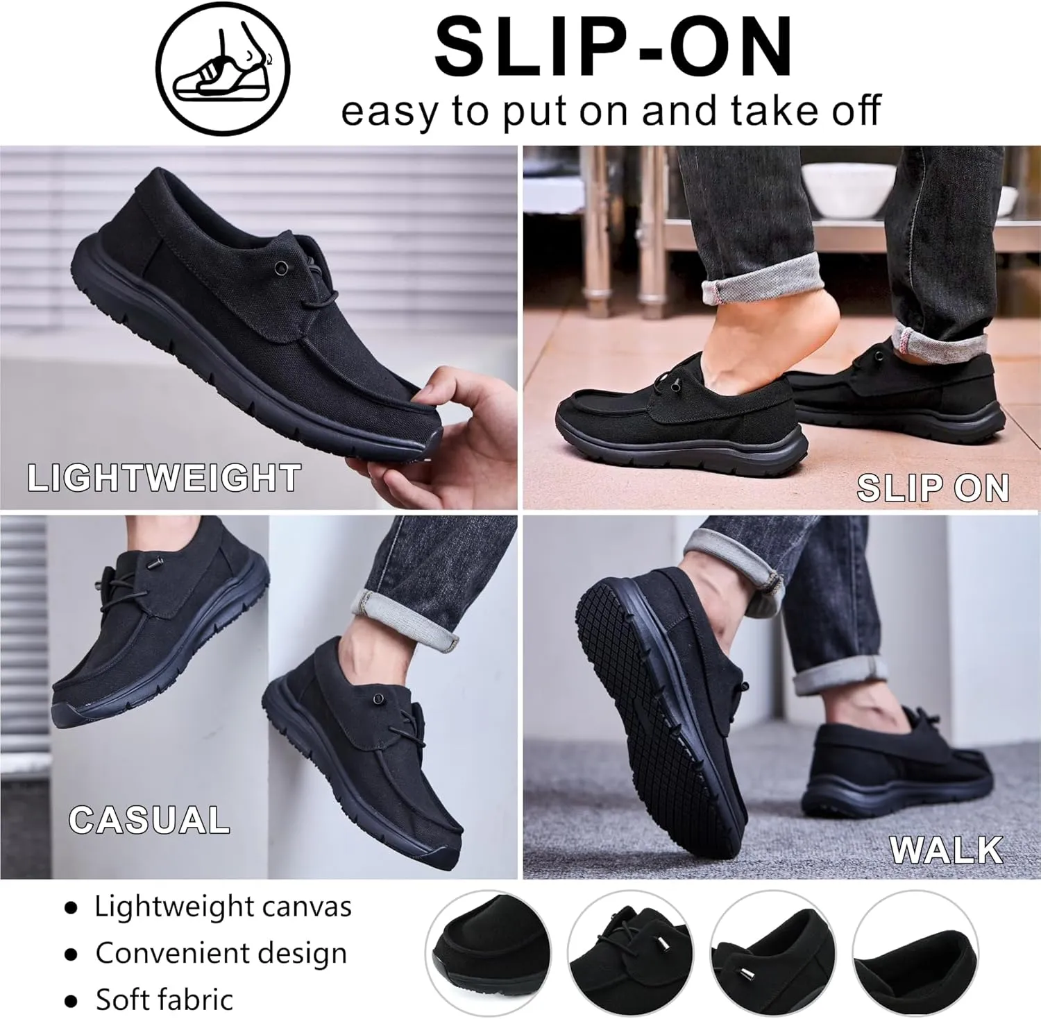 Non Slip Waterproof Work Shoes for Men Women丨Slip-On Lightweight Casual Walking Loafers