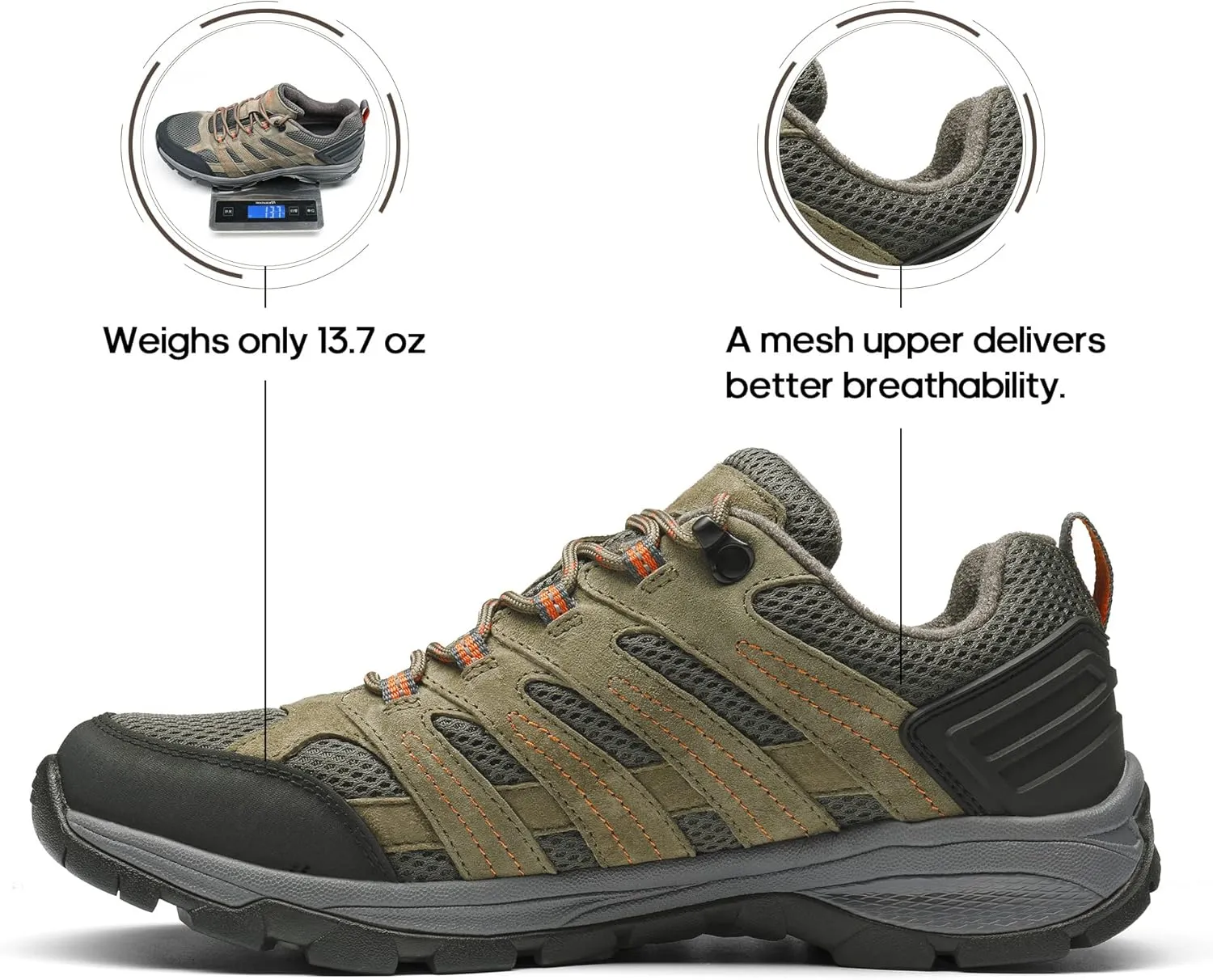 NORTIV 8 Men's Hiking Shoes for Outdoors Lightweight Trailing Trekking Shoe