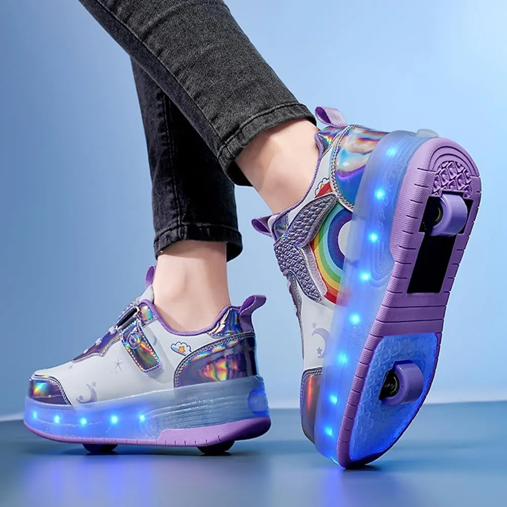 Nsasy Girls Boys Roller Shoes with LED Light Up Wheels Sneakers Kids Roller Skates Shoes for Kids for Children