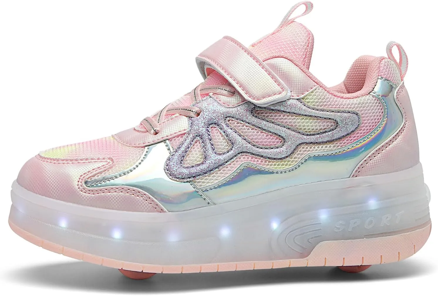 Nsasy Girls Boys Roller Shoes with LED Light Up Wheels Sneakers Kids Roller Skates Shoes for Kids for Children