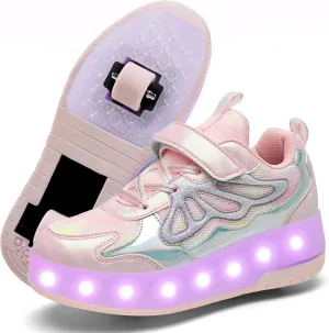 Nsasy Girls Boys Roller Shoes with LED Light Up Wheels Sneakers Kids Roller Skates Shoes for Kids for Children