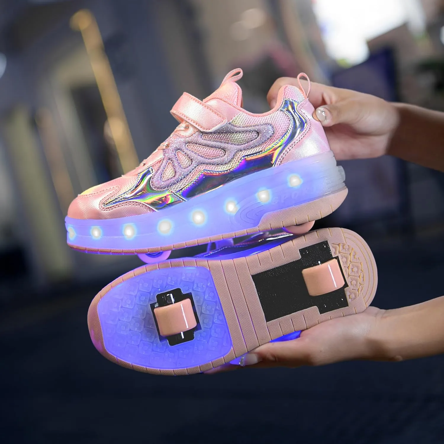Nsasy Girls Boys Roller Shoes with LED Light Up Wheels Sneakers Kids Roller Skates Shoes for Kids for Children