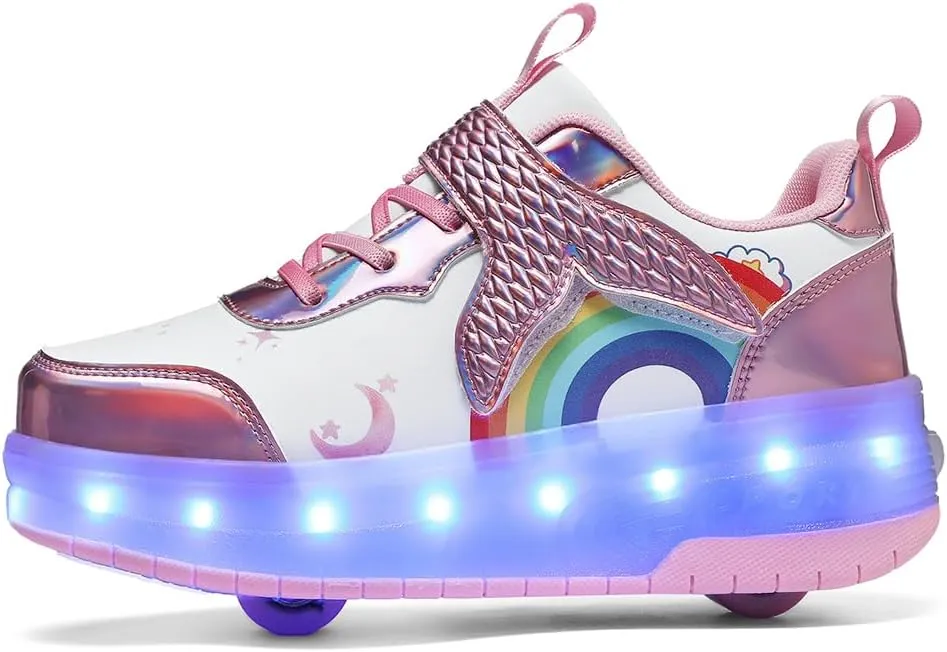 Nsasy Girls Boys Roller Shoes with LED Light Up Wheels Sneakers Kids Roller Skates Shoes for Kids for Children