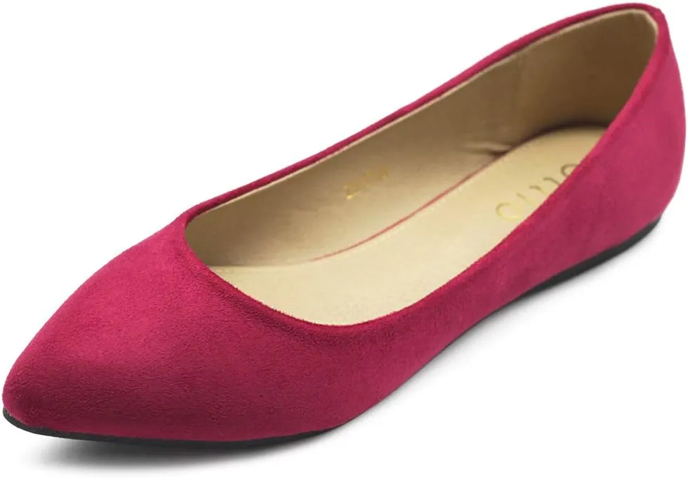 Ollio Women's Ballet Comfort Light Faux Suede Multi Color Shoe Flat