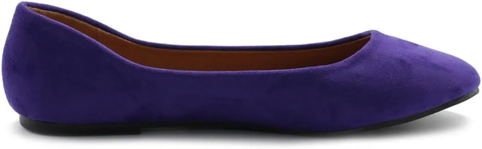Ollio Womens Shoe Ballet Light Faux Suede Low Heels Flat