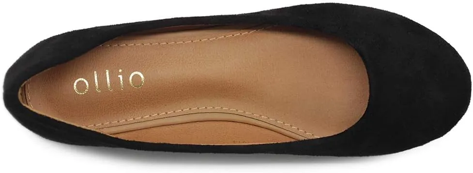 Ollio Womens Shoe Ballet Light Faux Suede Low Heels Flat
