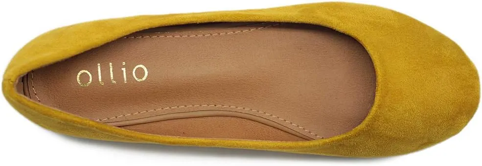 Ollio Womens Shoe Ballet Light Faux Suede Low Heels Flat