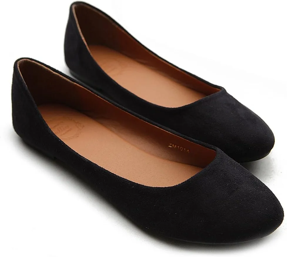 Ollio Womens Shoe Ballet Light Faux Suede Low Heels Flat