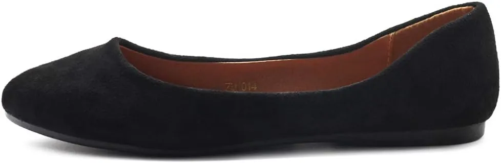 Ollio Womens Shoe Ballet Light Faux Suede Low Heels Flat