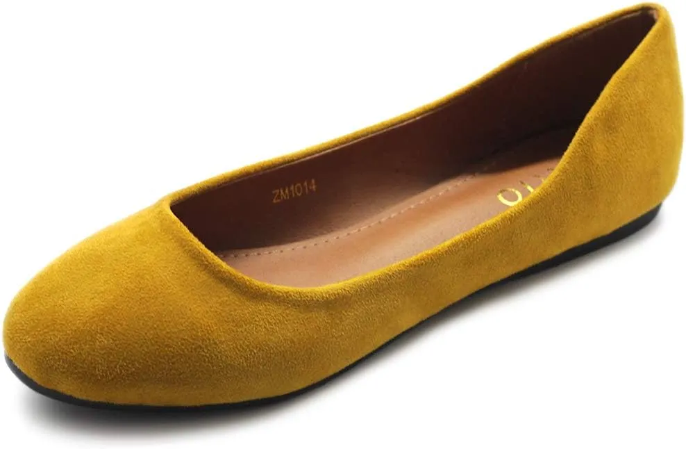 Ollio Womens Shoe Ballet Light Faux Suede Low Heels Flat