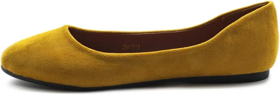 Ollio Womens Shoe Ballet Light Faux Suede Low Heels Flat