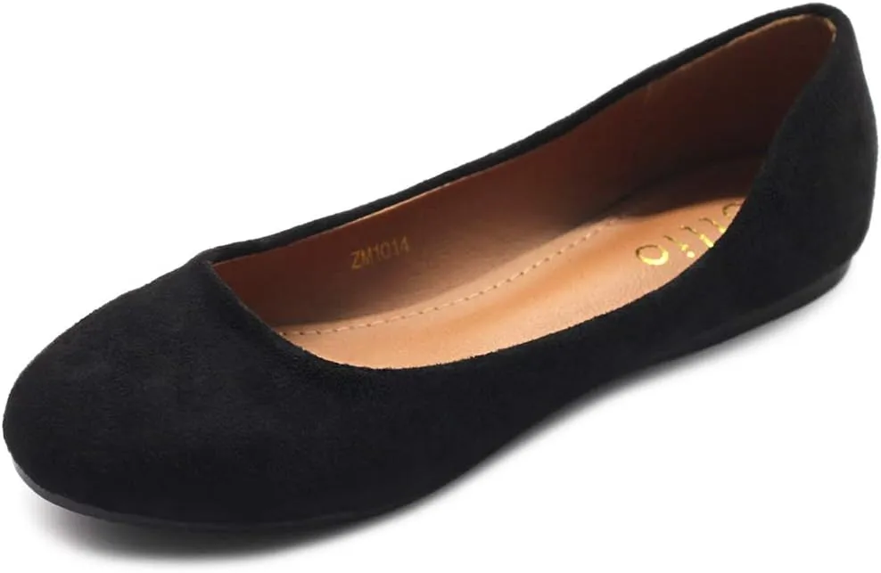 Ollio Womens Shoe Ballet Light Faux Suede Low Heels Flat