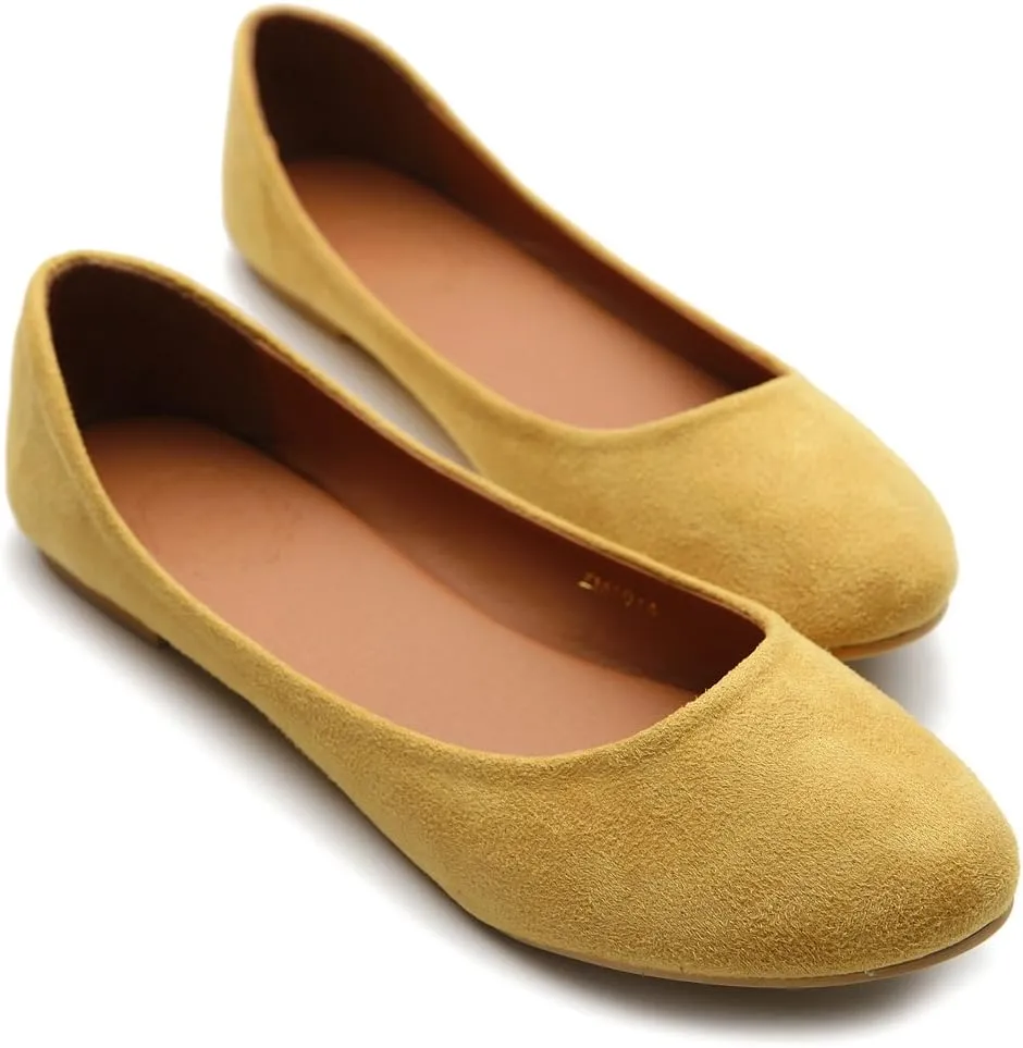 Ollio Womens Shoe Ballet Light Faux Suede Low Heels Flat