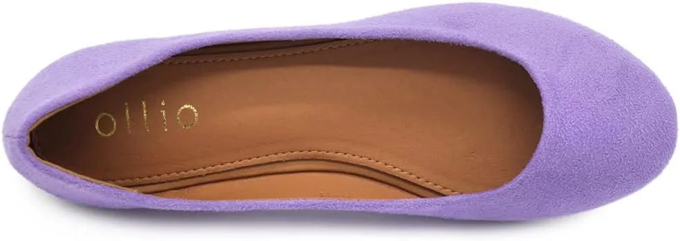 Ollio Womens Shoe Ballet Light Faux Suede Low Heels Flat