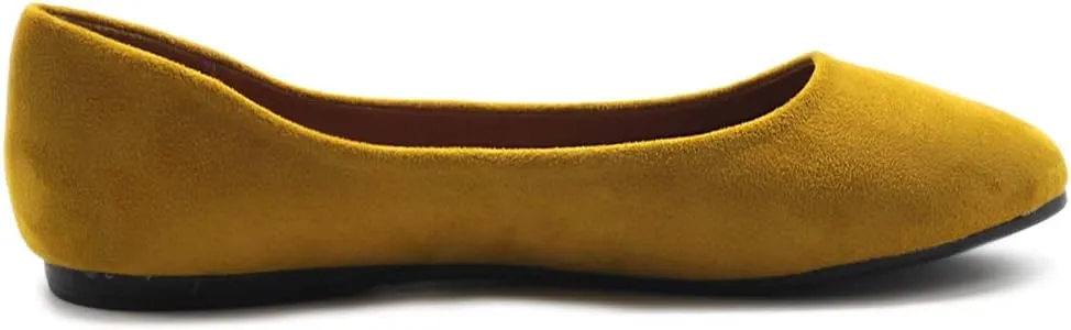 Ollio Womens Shoe Ballet Light Faux Suede Low Heels Flat