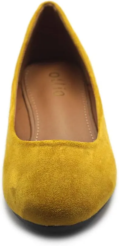 Ollio Womens Shoe Ballet Light Faux Suede Low Heels Flat