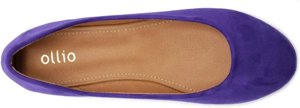 Ollio Womens Shoe Ballet Light Faux Suede Low Heels Flat