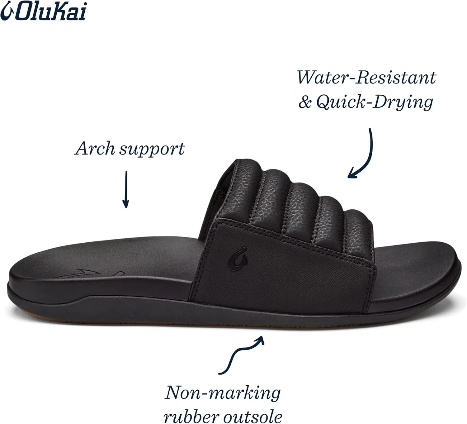 OLUKAI Maha 'Olu Men's Slide Sandal, Water-Friendly Shoe, All-Day Wear & Ultra-Soft Comfort Fit