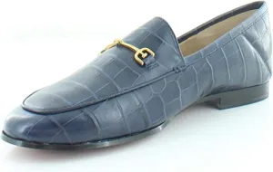 On Loafers Fashion Toe Deadline-driven Slip Leather Croc Navy Rounded Augmented reality Loraine Sam Edelman