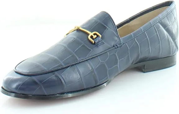 On Loafers Fashion Toe Deadline-driven Slip Leather Croc Navy Rounded Augmented reality Loraine Sam Edelman