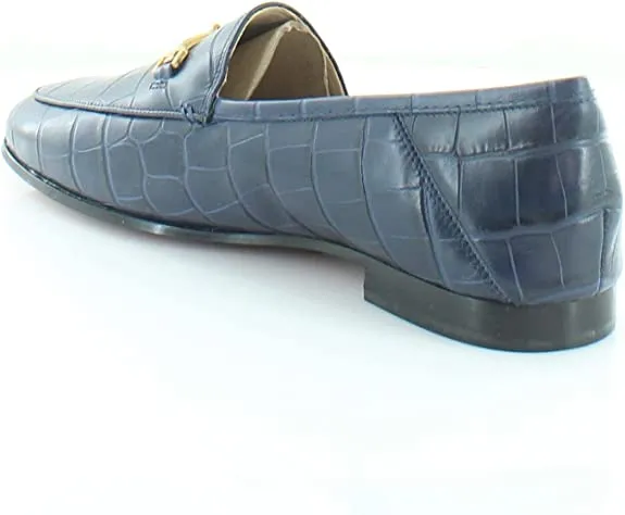 On Loafers Fashion Toe Deadline-driven Slip Leather Croc Navy Rounded Augmented reality Loraine Sam Edelman