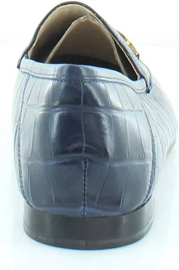 On Loafers Fashion Toe Deadline-driven Slip Leather Croc Navy Rounded Augmented reality Loraine Sam Edelman