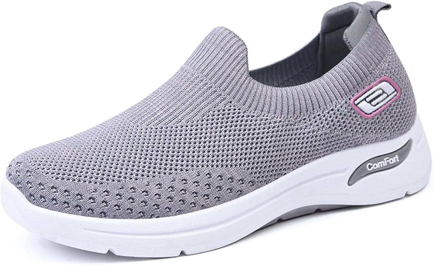 Orthopedic Sneakers for Women Breathable Lightweight Arch Support Air Cushion Slip on Walking Shoes Non Slip Soft Knitted Work Shoes