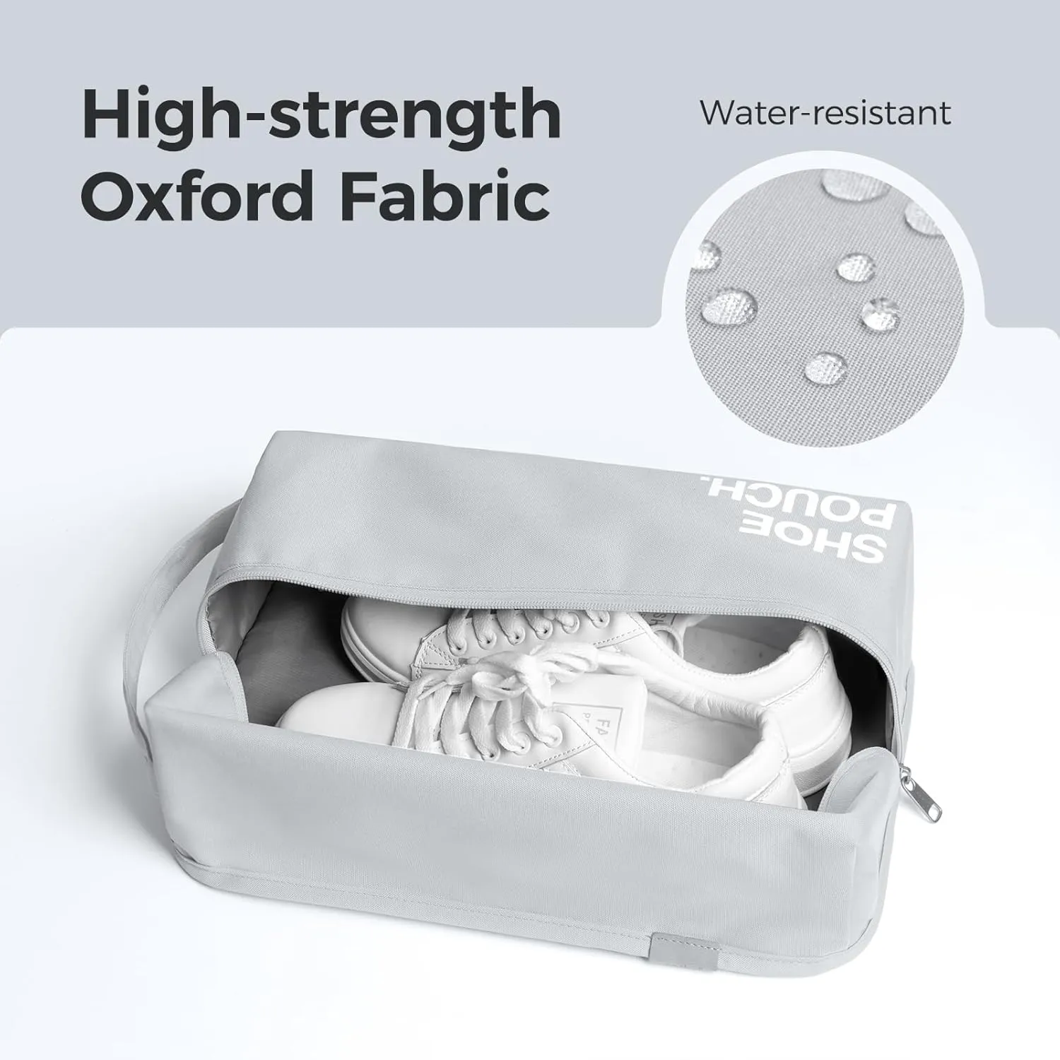 pack all Water-Resistant Shoe Bag for Travel, Stylish Shoe Pouch for Gym, Odor-Resistant Soccer Cleats Bag for Sport (Light Grey)