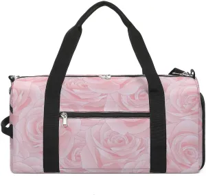 Pink Rose Duffel Bag with Shoe Compartment Lightweight for Travel Gym