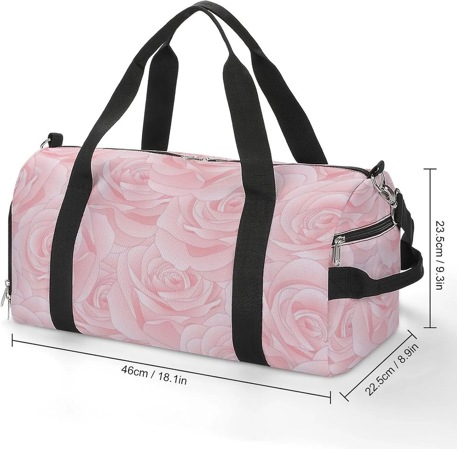 Pink Rose Duffel Bag with Shoe Compartment Lightweight for Travel Gym