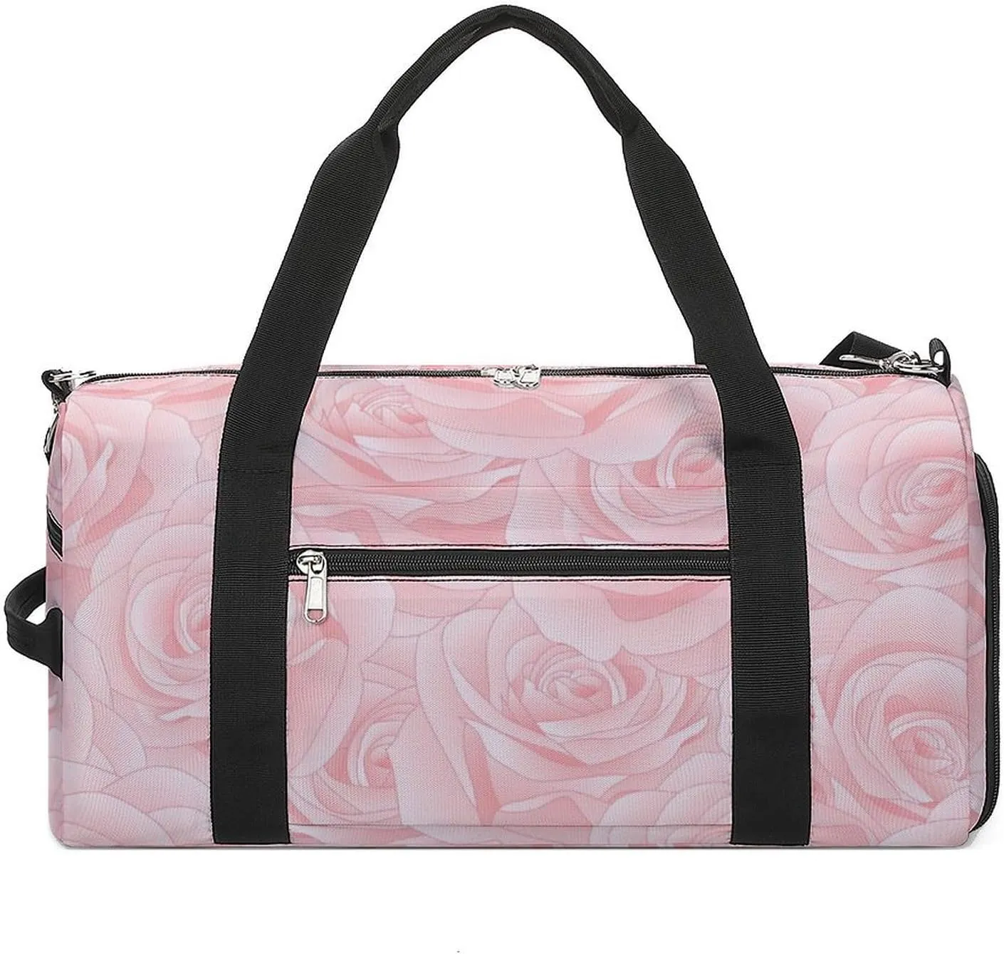 Pink Rose Duffel Bag with Shoe Compartment Lightweight for Travel Gym