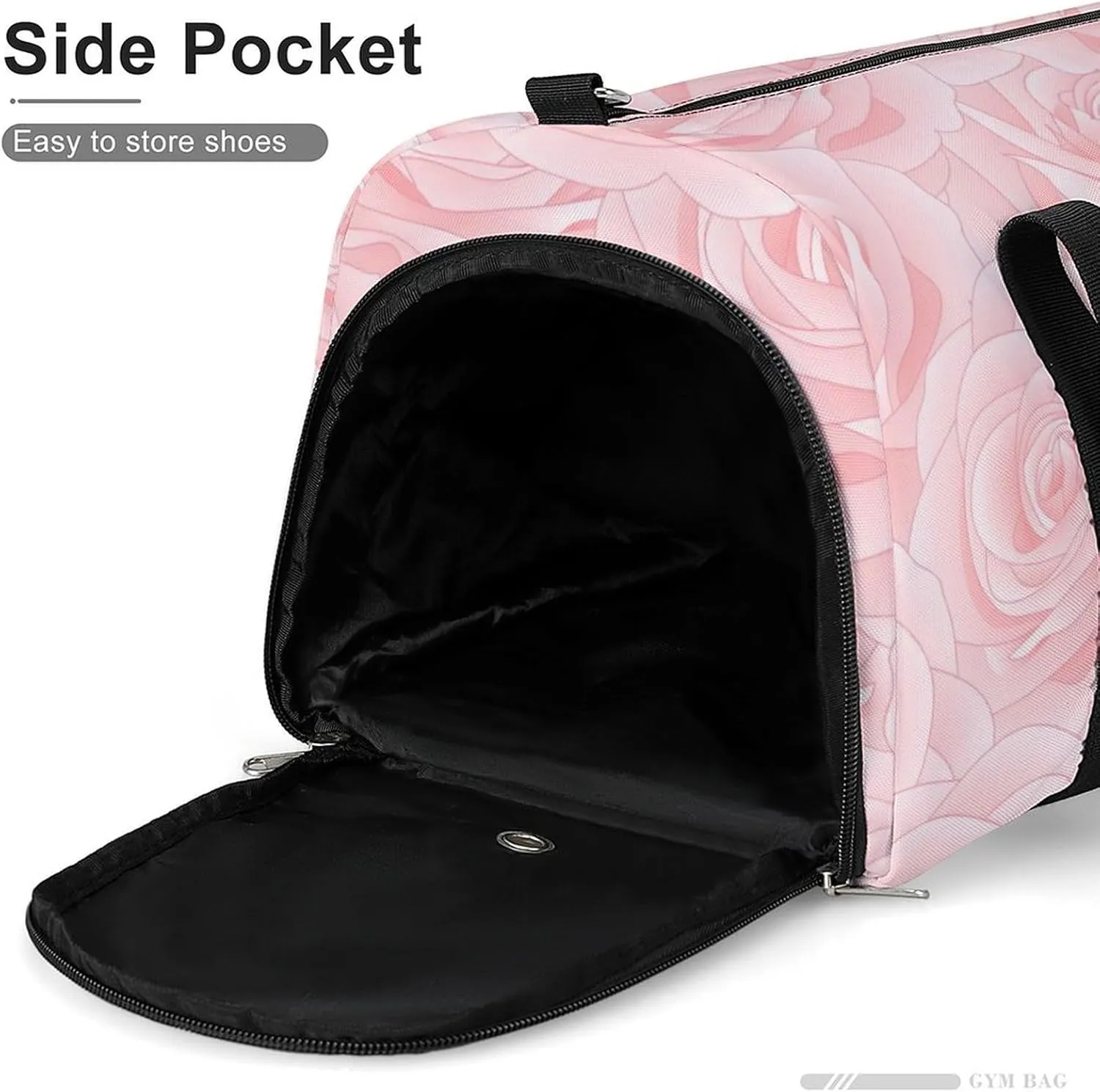 Pink Rose Duffel Bag with Shoe Compartment Lightweight for Travel Gym
