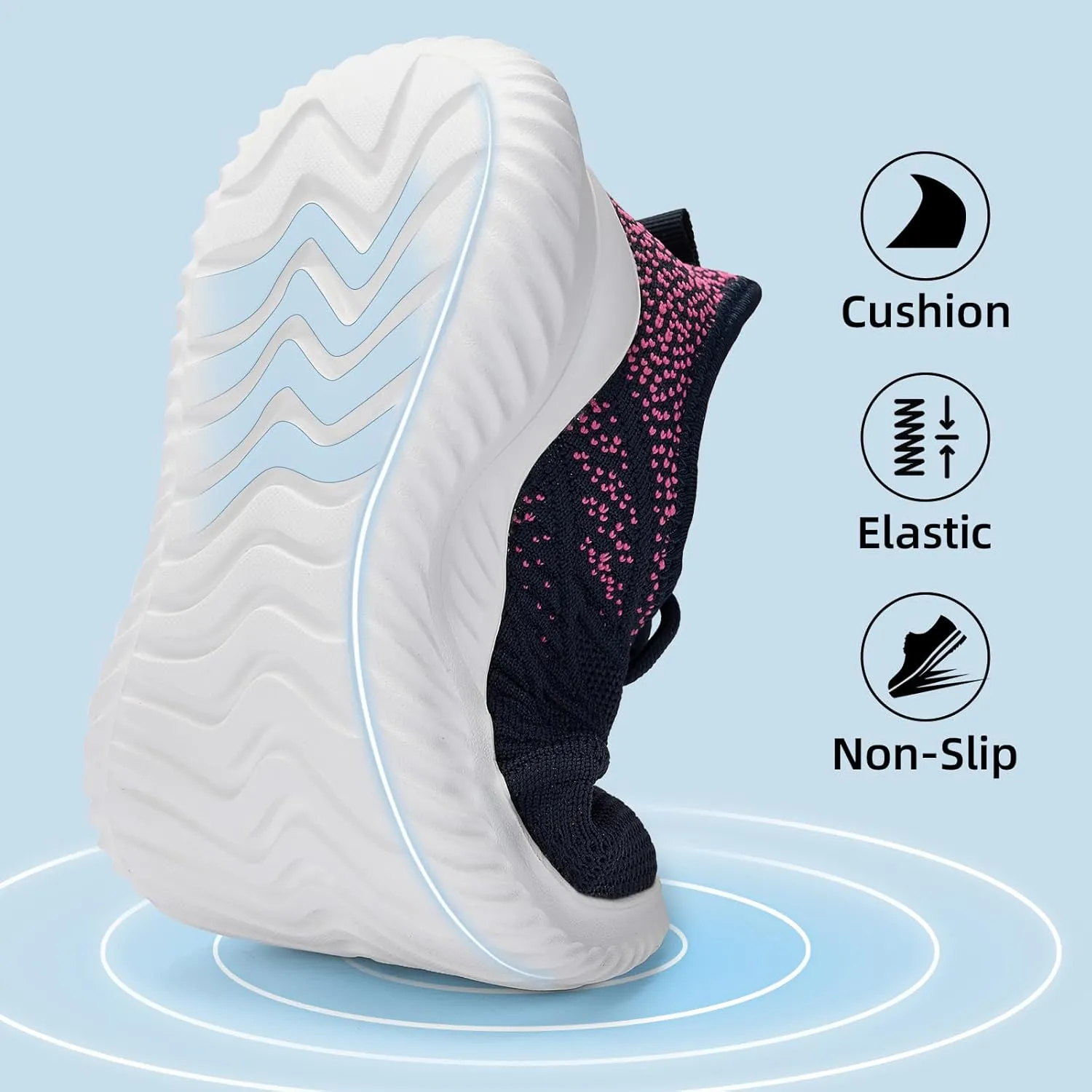 PPQ Womens Slip On Walking Shoes，Memory Foam Lightweight Comfort Casual Workout Shoes,Yoga Or Tennis Or Running Sneakers