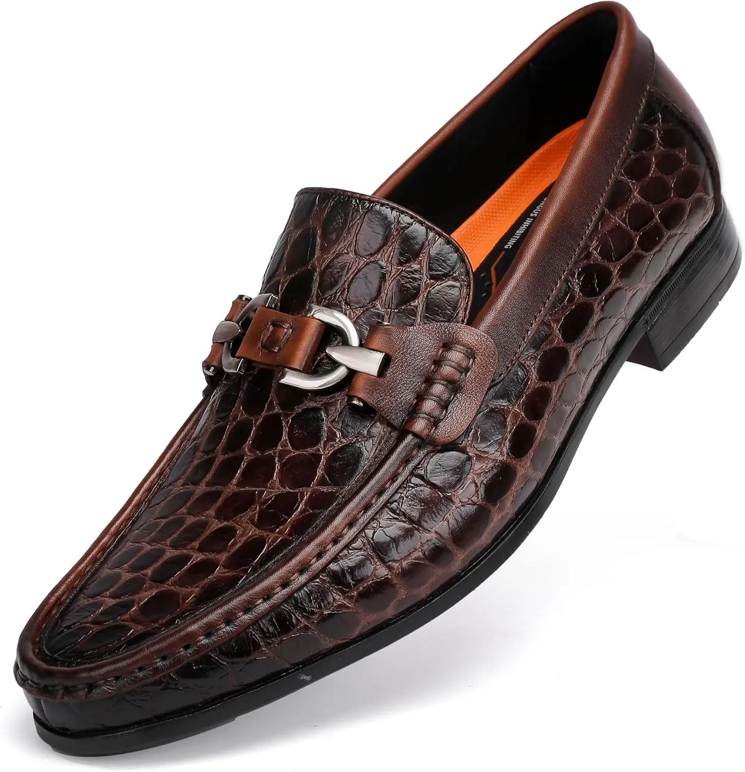 Premium Dress Shoes for Men, Classic Alligator Printed Business Leather Dress Slip on Loafer Shoes for Mens