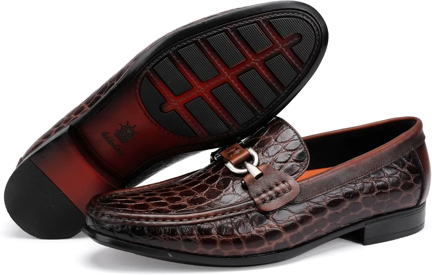 Premium Dress Shoes for Men, Classic Alligator Printed Business Leather Dress Slip on Loafer Shoes for Mens