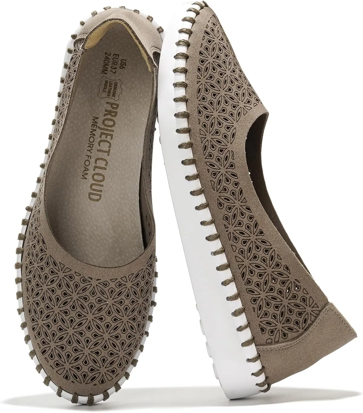 Project Cloud Flats for Women Footwear, Memory Foam & Flexible Outsole Loafers for Women's Fashion Sneakers - Womens Shoes, Sockless Wear Machine Wash Shoes for Women (Petunia)