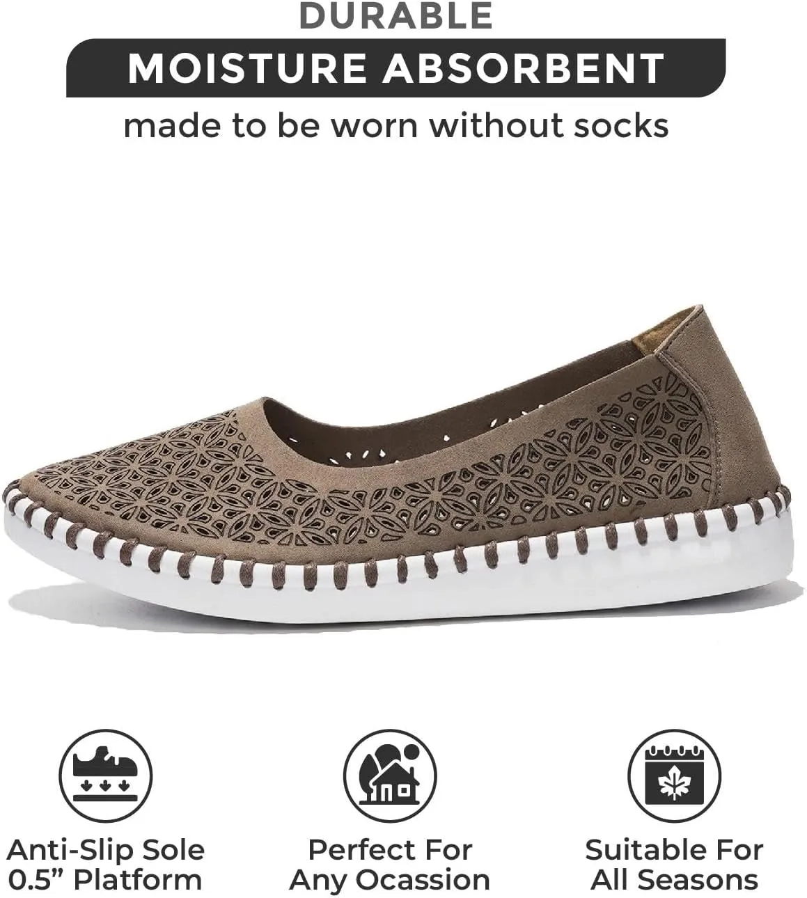 Project Cloud Flats for Women Footwear, Memory Foam & Flexible Outsole Loafers for Women's Fashion Sneakers - Womens Shoes, Sockless Wear Machine Wash Shoes for Women (Petunia)