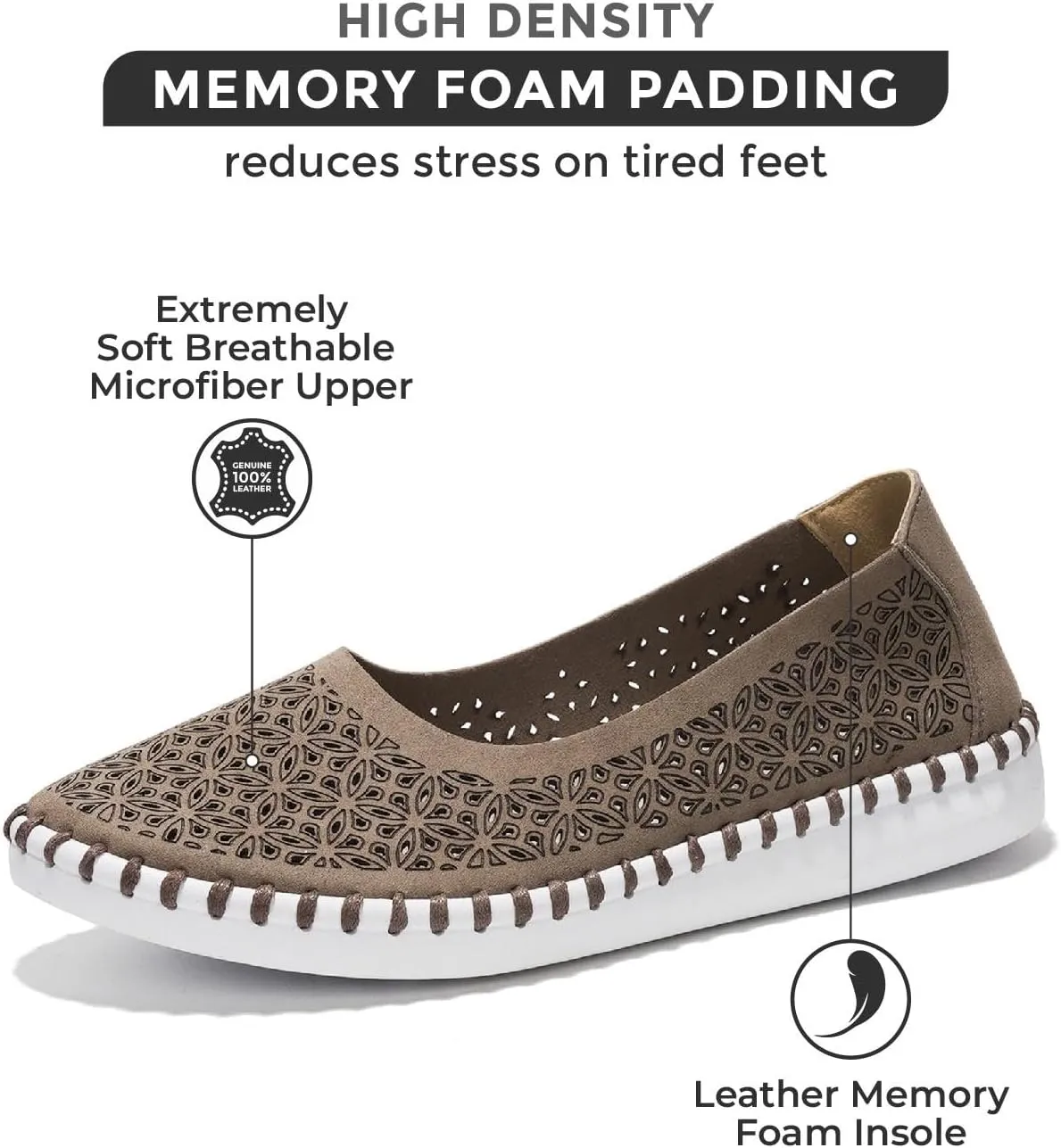 Project Cloud Flats for Women Footwear, Memory Foam & Flexible Outsole Loafers for Women's Fashion Sneakers - Womens Shoes, Sockless Wear Machine Wash Shoes for Women (Petunia)