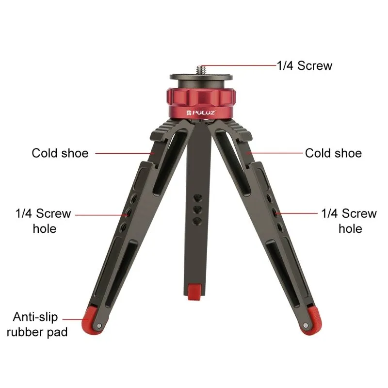 PULUZ Vlogging Tripod with Cold Shoe: Lightweight, Sturdy, Adjustable