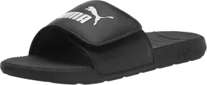 PUMA Men's Cool CAT Hook and Loop Slide Sandal, Black/White, 13