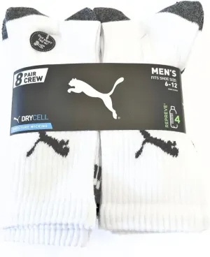 PUMA Men's Crew Socks, 8 pair, Fits Shoe Sizes 6-12, White