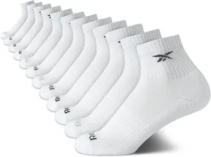 Reebok Boys' Quarter Socks - 12 Pack Stretch Performance Quarter Cut Arch Support Socks - Cushioned Athletic Socks for Boys