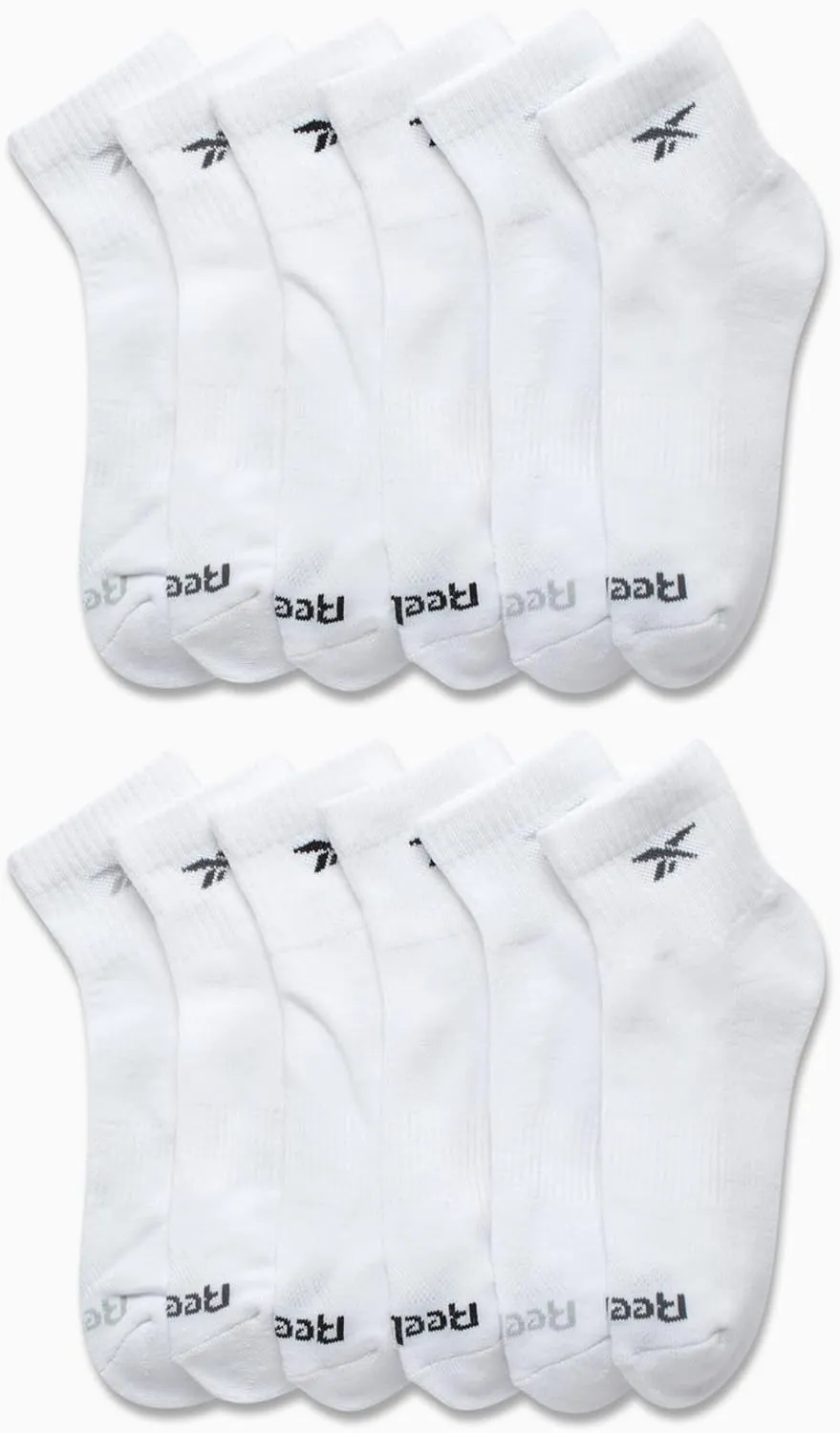 Reebok Boys' Quarter Socks - 12 Pack Stretch Performance Quarter Cut Arch Support Socks - Cushioned Athletic Socks for Boys